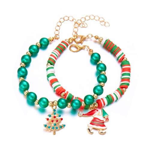 Zinc Alloy Christmas Bracelet, Acrylic, with Polymer Clay & Zinc Alloy, with 5cm extender chain, handmade, Christmas Design & fashion jewelry & Unisex Approx 18 cm 