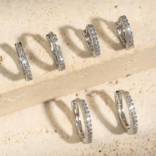 Stainless Steel Huggie Hoop Earring, 304 Stainless Steel, fashion jewelry & for woman & with rhinestone 