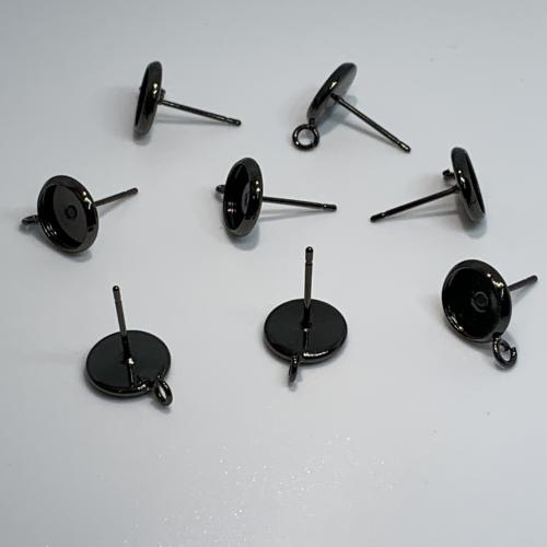 Brass Earring Stud Component, gun black plated, DIY Approx 