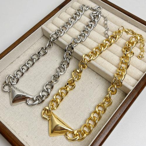 Collier en alliage de zinc, avec 9cm chaînes de rallonge, triangle, Placage, bijoux de mode & pour femme, plus de couleurs à choisir Environ 45 cm, Vendu par PC