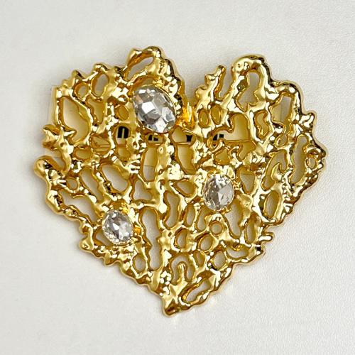 Rhinestone Zinc Alloy Brooch, Heart, for woman & with rhinestone 