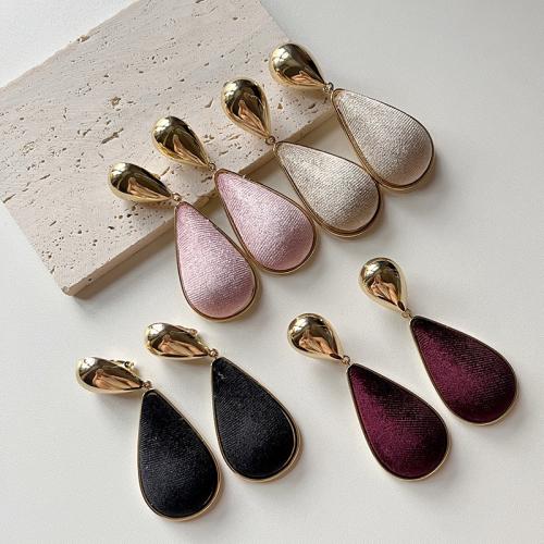 Zinc Alloy Drop Earring, with Velveteen, Teardrop, fashion jewelry & for woman 