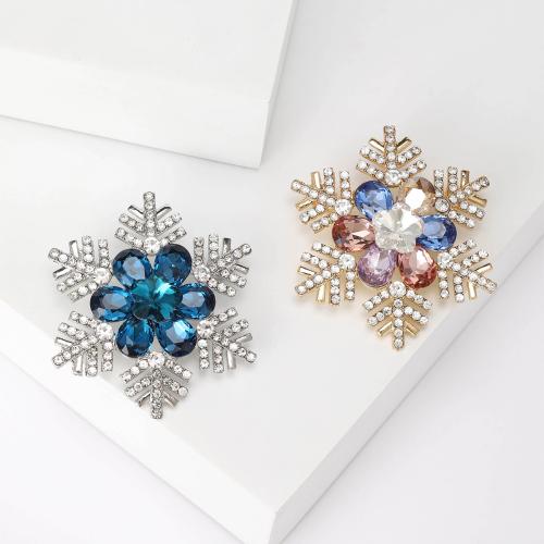 Broche de bijoux de Noël, alliage de zinc, flocon de neige, Placage, Conception de Noël & pour femme & avec strass, plus de couleurs à choisir Vendu par PC