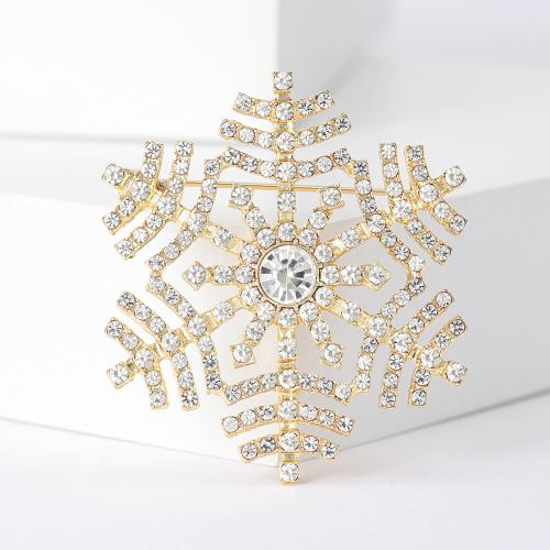 Broche de bijoux de Noël, alliage de zinc, flocon de neige, Placage, Conception de Noël & pour femme & avec strass, plus de couleurs à choisir Vendu par PC