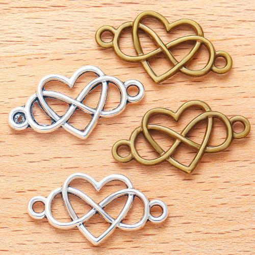 Zinc Alloy Charm Connector, Heart, plated, DIY & 1/1 loop 