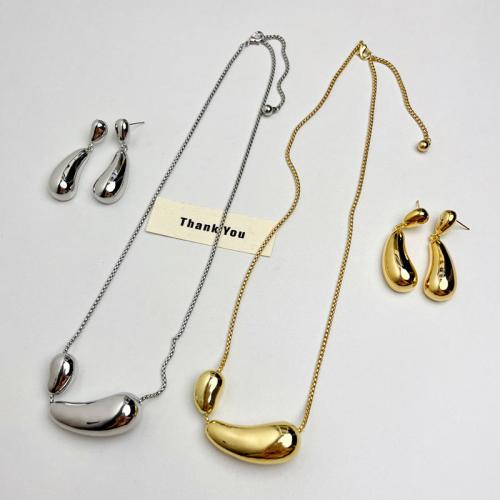 Fashion Zinc Alloy Jewelry Sets, Teardrop, plated, fashion jewelry & for woman Earrings : ; About 48cm. 