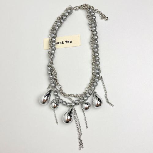 Zinc Alloy Necklace, with 8cm extender chain, plated, Double Layer & fashion jewelry & for woman, original color cm 