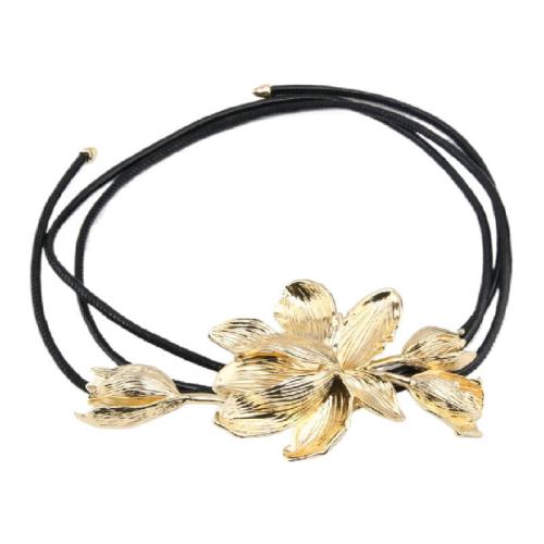 Ceinture décoration d'unité centrale, alliage de zinc, avec cuir PU, fleur, Placage, bijoux de mode & pour femme, plus de couleurs à choisir Environ 220 cm, Vendu par PC