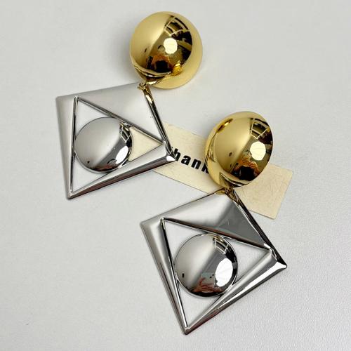 Zinc Alloy Drop Earring, Rhombus, plated, fashion jewelry & for woman, silver color 