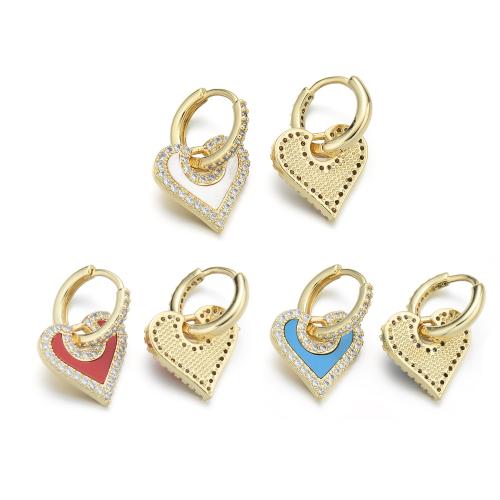 Cubic Zirconia Micro Pave Brass Pendant, with turquoise & Shell, Heart, plated & micro pave cubic zirconia & for woman 