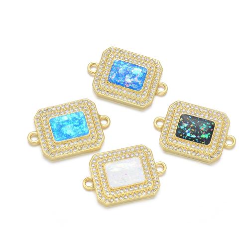 Cubic Zirconia Micro Pave Brass Connector, with Opal, plated, DIY & micro pave cubic zirconia 