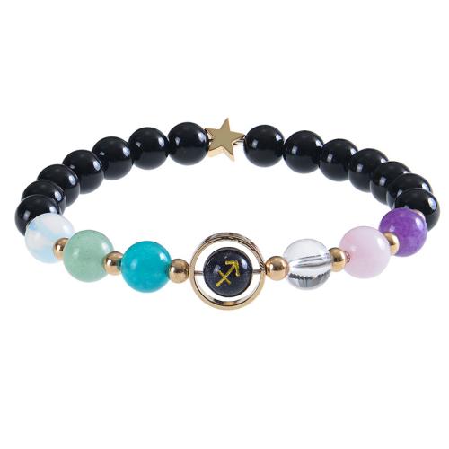 Gemstone Bracelets, 304 Stainless Steel, with Gemstone, handmade & for woman, black 