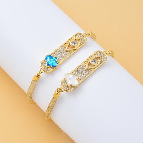 Cubic Zirconia Micro Pave Brass Bracelet, with Opal, plated, micro pave cubic zirconia & for woman 