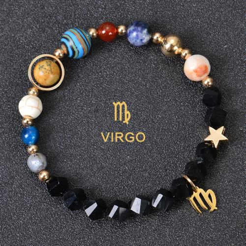 Gemstone Bracelets, 304 Stainless Steel, with Natural Stone & Obsidian & Tiger Eye & Sodalite, handmade & for woman, multi-colored Approx 6.6-8.5 Inch 