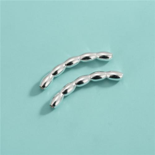 925er Sterling Silber gebogene Rohr Perlen, DIY, 39.2x5.2mm, Bohrung:ca. 2.6mm, verkauft von PC