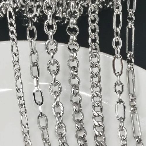 Stainless Steel Chain Jewelry, 304 Stainless Steel, Vacuum Ion Plating, DIY 