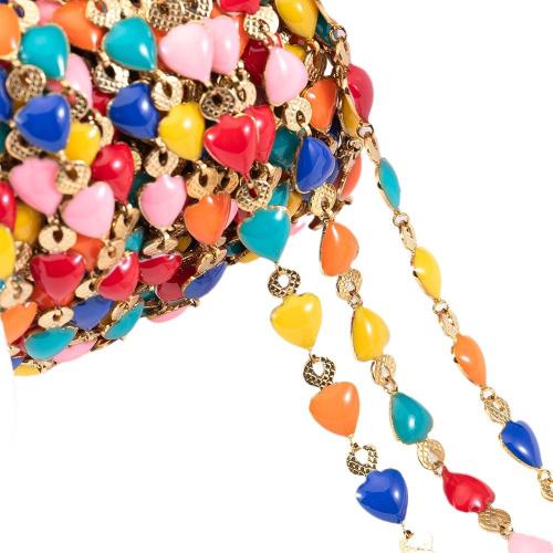 Stainless Steel Chain Jewelry, 304 Stainless Steel, Heart, Vacuum Ion Plating, DIY & enamel, multi-colored 