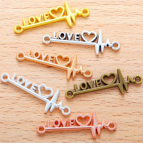 Zinc Alloy Charm Connector, Heart, plated, DIY & 1/1 loop 