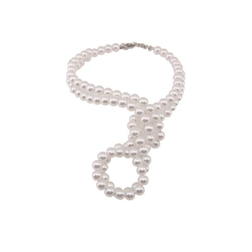 Plastic Pearl Necklace, with 11cm extender chain, plated, Double Layer & fashion jewelry & for woman Approx 33 cm 