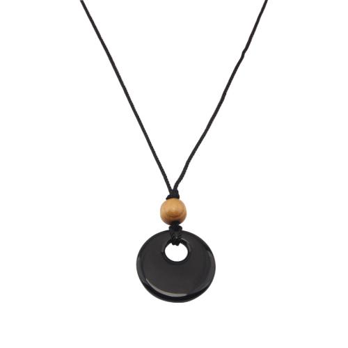 Collar de la cadena del suéter de la manera, Acrílico, con Cordón de algodón encerado & madera, hecho a mano, Joyería & para mujer, Negro, longitud:aproximado 86 cm, Vendido por UD