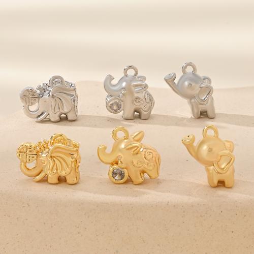 Animal Brass Pendants, Elephant, plated, DIY & micro pave cubic zirconia 