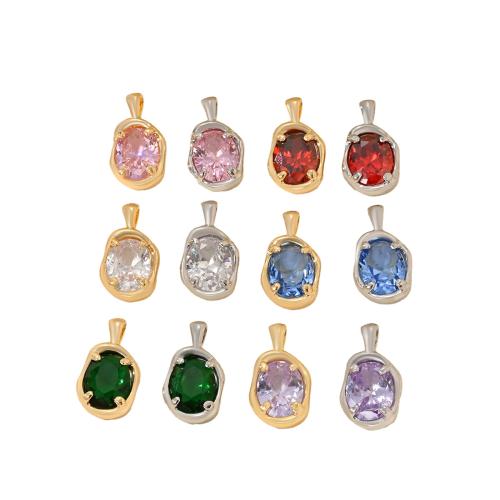 Cubic Zirconia Brass Pendants, plated, DIY & micro pave cubic zirconia 