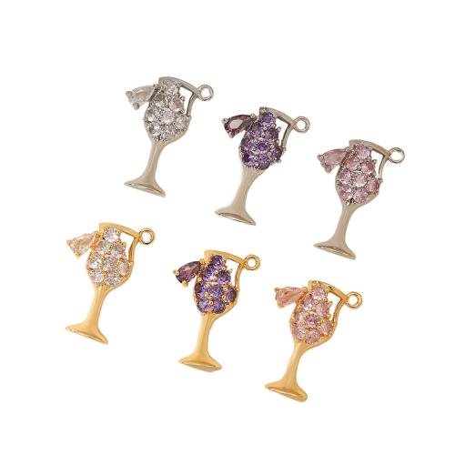 Cubic Zirconia Brass Pendants, Cup, plated, DIY & micro pave cubic zirconia 