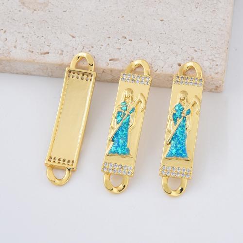 Cubic Zirconia Micro Pave Brass Connector, with Opal, plated, DIY & micro pave cubic zirconia 