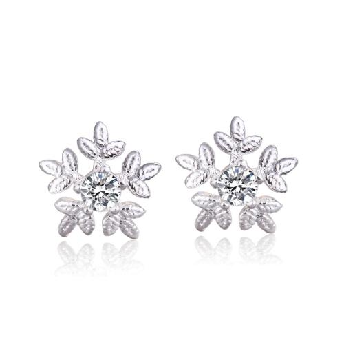 Cubic Zirconia Micro Pave Brass Earring, plated, micro pave cubic zirconia & for woman, platinum color, 10mm 