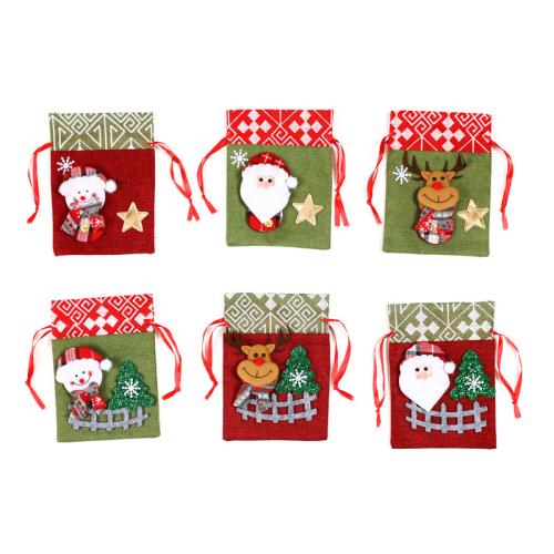 Leinen Christmas Gift Bag, verschiedene Stile für Wahl, 200x150mm, verkauft von PC