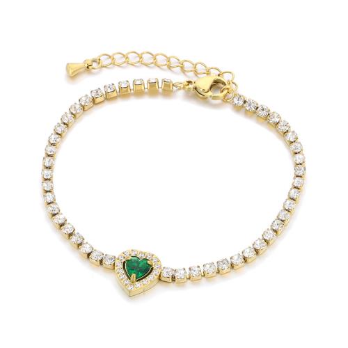 Pulseras de acero inoxidable, acero inoxidable 304, con 4cm extender cadena, Joyería & diferentes estilos para la opción & para mujer & con diamantes de imitación, dorado, longitud:aproximado 16 cm, Vendido por UD