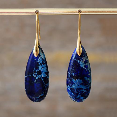 Gemstone Drop Earring, Natural Stone, with Zinc Alloy, fashion jewelry & for woman 55mm 