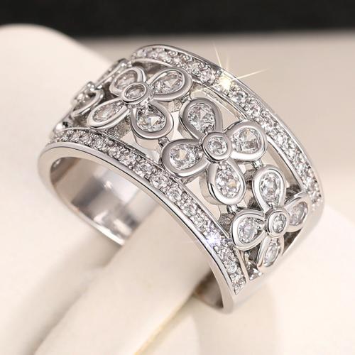 Cubic Zirconia Micro Pave Brass Finger Ring & micro pave cubic zirconia & for woman 