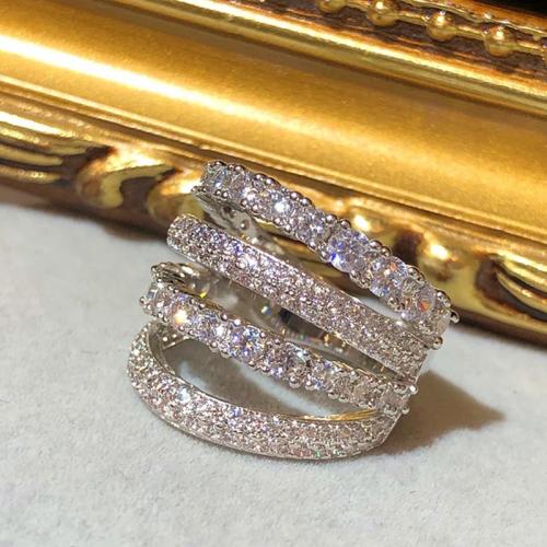 Cubic Zirconia Micro Pave Brass Finger Ring & micro pave cubic zirconia & for woman 