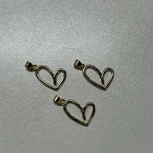 Pendentifs de coeur en laiton, Plaqué d'or, DIY & creux Vendu par PC