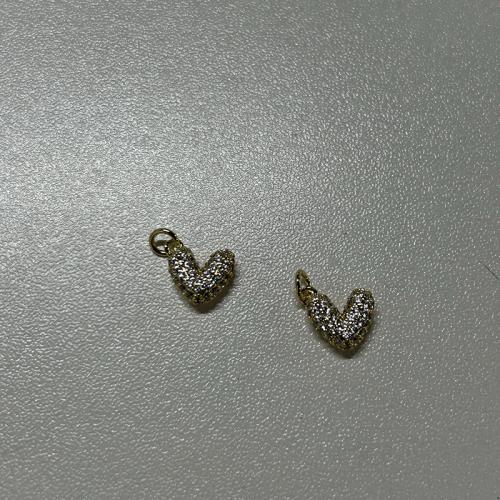 Messing Herz Anhänger, vergoldet, DIY & Micro pave Zirkonia, 9.85x8.89mm, verkauft von PC