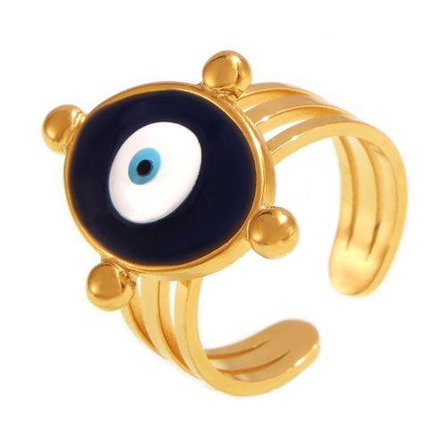 Evil Eye Jewelry Finger Ring, Titanium Steel, 18K gold plated, fashion jewelry & for woman & enamel, US Ring 