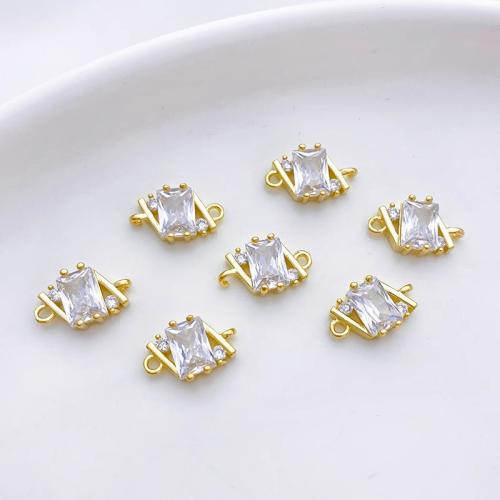 Cubic Zirconia Micro Pave Brass Connector, plated, DIY & micro pave cubic zirconia, gold 