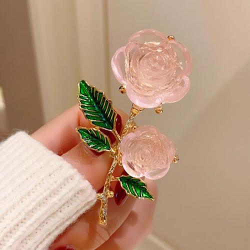 Zinc Alloy Jewelry Brooch, with Crystal, plated, for woman, golden 