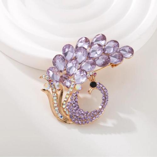 Zinc Alloy Jewelry Brooch, plated, for woman & with rhinestone, golden 