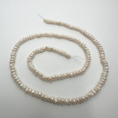 Naturel d'eau douce perles, perle d'eau douce cultivée, Plat rond, DIY, blanc, 2-3mm Environ 36 cm, Vendu par brin[