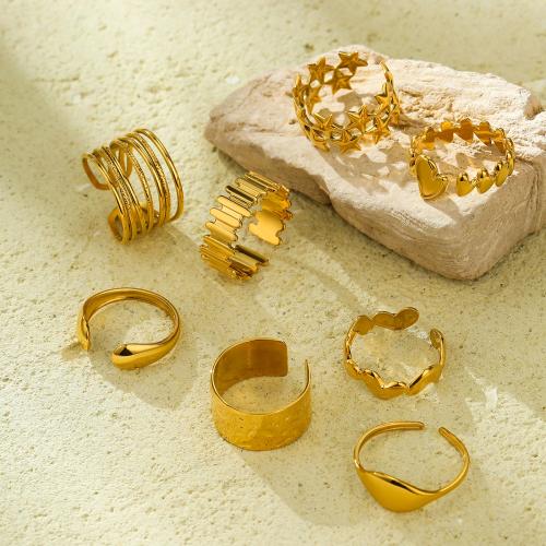 Edelstahl Fingerring, 304 Edelstahl, 18K vergoldet, Modeschmuck & verschiedene Stile für Wahl & für Frau, goldfarben, verkauft von PC