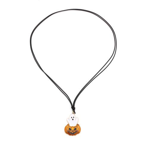 collar de Halloween, Cordón de cera, con aleación de zinc, Árbol de Navidad, chapado en color dorado, Ajustable & Joyería de Halloween & para mujer & esmalte, longitud:aproximado 130 cm, Vendido por UD[