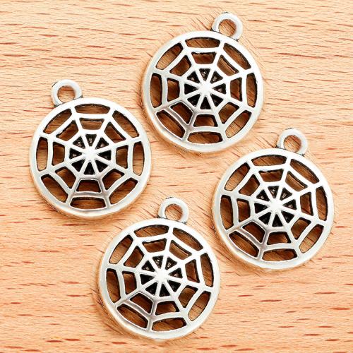 Zinc Alloy Jewelry Pendants, Spider Web, antique silver color plated, DIY 