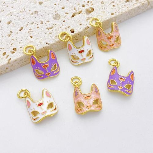 Enamel Brass Pendants, Mask, plated, DIY 