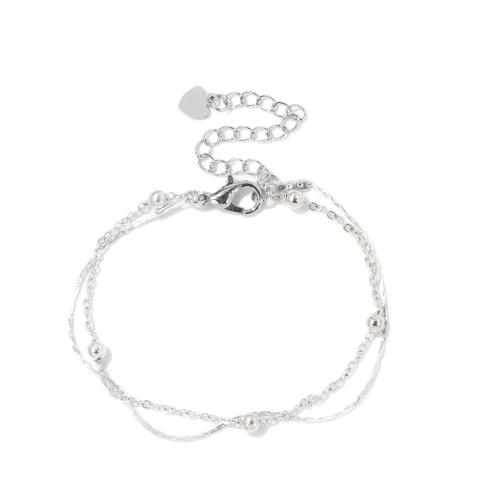 Moda pulseras de la aleación de Zinc, hecho a mano, para mujer, plateado, longitud:aproximado 18 cm, Vendido por UD