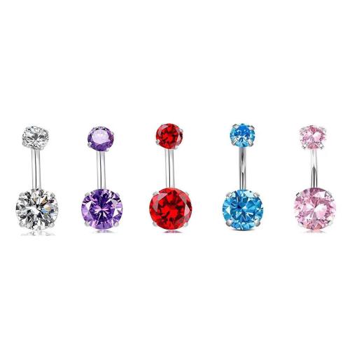 Stainless Steel Belly Ring, 304 Stainless Steel, Unisex & micro pave cubic zirconia 