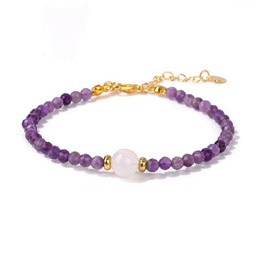 Gemstone Bracelets, Zinc Alloy, with Gemstone, handmade & for woman Approx 17-23 cm 