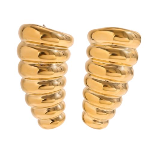 Stainless Steel Stud Earring, 304 Stainless Steel, 18K gold plated, fashion jewelry & for woman, golden 