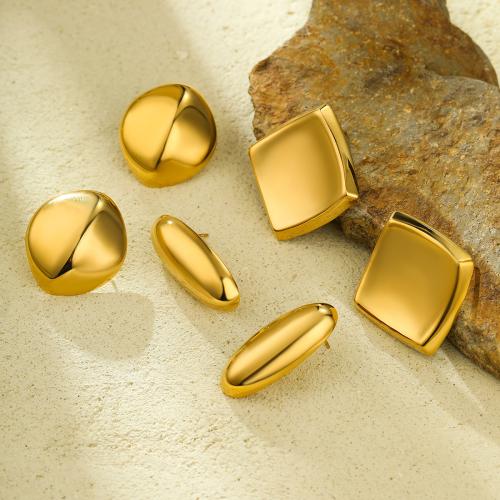 Stainless Steel Stud Earring, 304 Stainless Steel, 18K gold plated, fashion jewelry & for woman, golden 